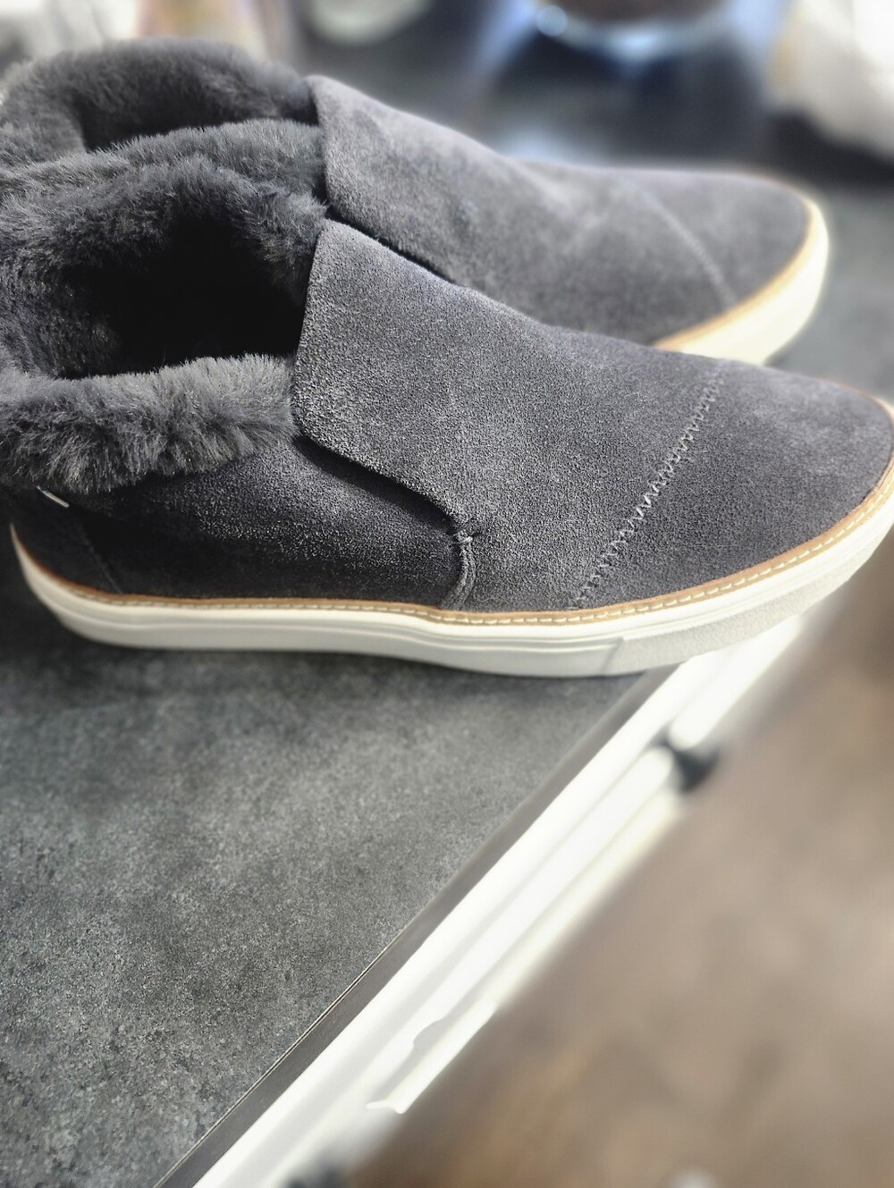 Toms Gray Faux-Fur Lined Slip-On Shoes